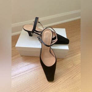 James Ciccotti Black Satin Kitten Heels Made in Italy